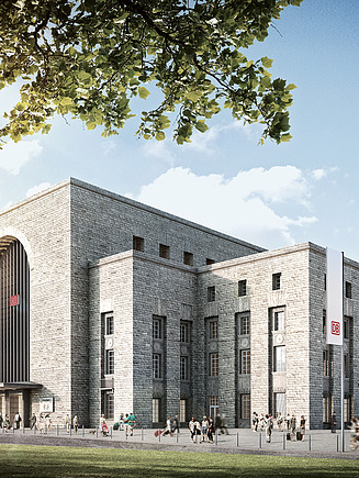 Zu sehen eine Visualisiserung des Bauen im Bestand Projektes Stuttgart 21 / Bonatzbau