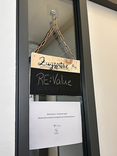 Schild Besprechungsraum Raum Zugspitze Thema RE:Value