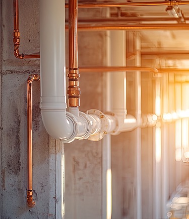 Wasser und Gasrohre innerhalb eines Gebäudes