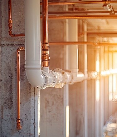 Wasser und Gasrohre innerhalb eines Gebäudes