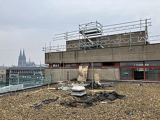 Zu sehen sind Umbauarbeiten des Bauen im Bestand-Projektes Zentralbibliothek Köln