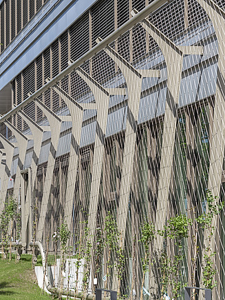 Nachhaltige Fassade in der Detailansicht 