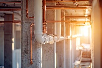 Wasser und Gasrohre innerhalb eines Gebäudes