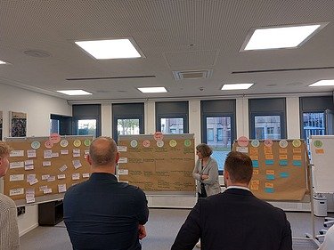 Gruppenarbeit vor Metaplanwänden